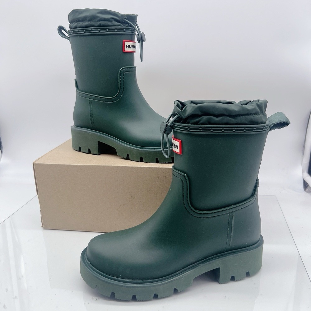 Hunter Cillian Lug Sole Women's Platform Tall Rain Boots Bootie Green US 5 EU 36